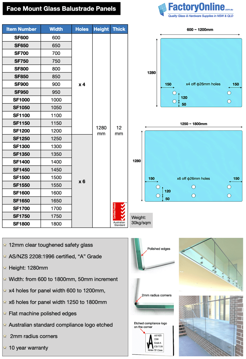 Face Mount Glass Balustrade Side Fixed Panels