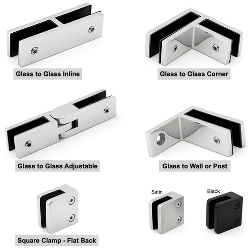 Glass to Glass Inline 180° - Mirror Finish